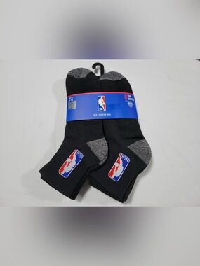 NBA Black Athletic Quarter Socks with Gray Accents and Logo